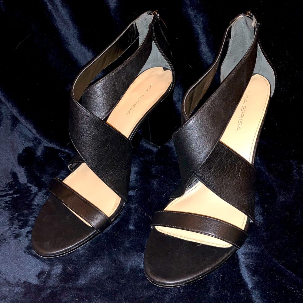 Via Spiga Leather Black Heels